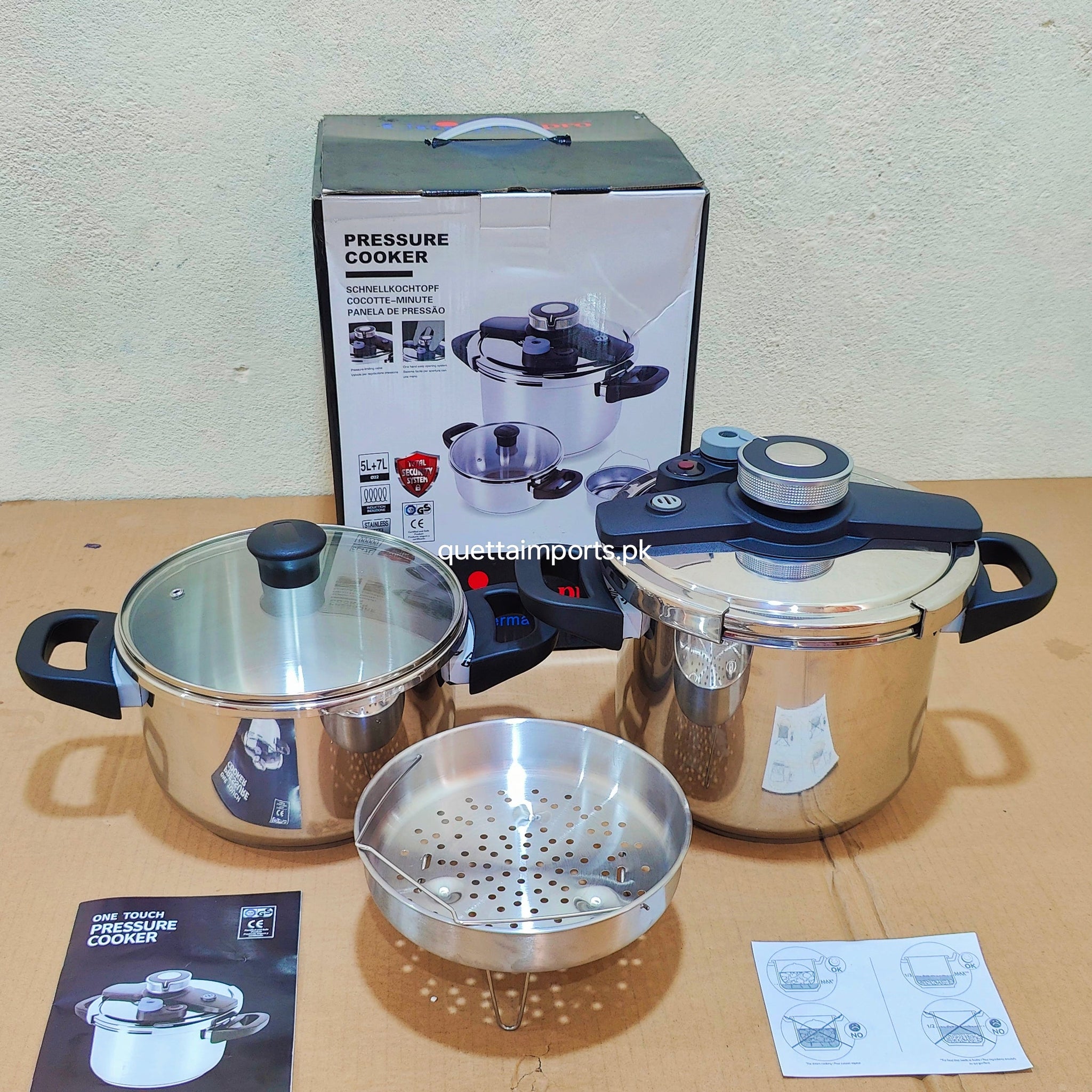 Imported Unique Pro 3 in 1  Stainless Steel Automatic Pressure Cooker - 4L + 6L
