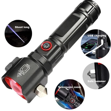 Multifunctional Most Powerful 4 in 1 Rechargeable Emergency Flashlight  & Charging Bank