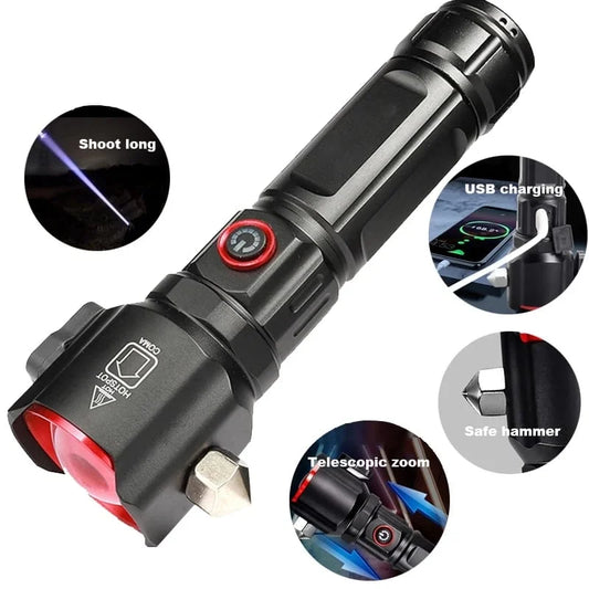 Multifunctional Most Powerful 4 in 1 Rechargeable Emergency Flashlight  & Charging Bank