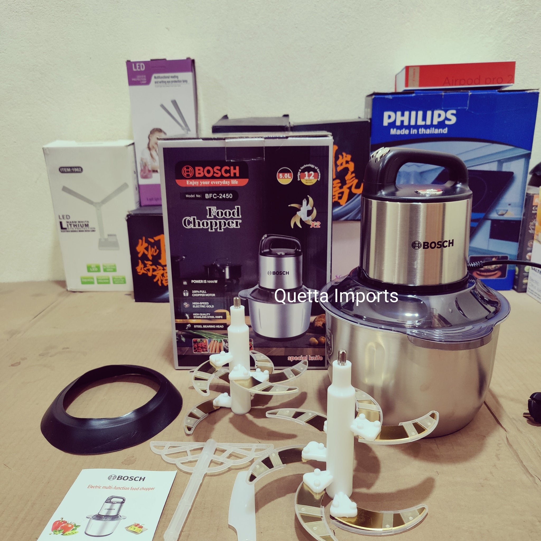 Lot Imported Bosch Electric Meat Chopper 5L With  6Blades 3 Speeds Level