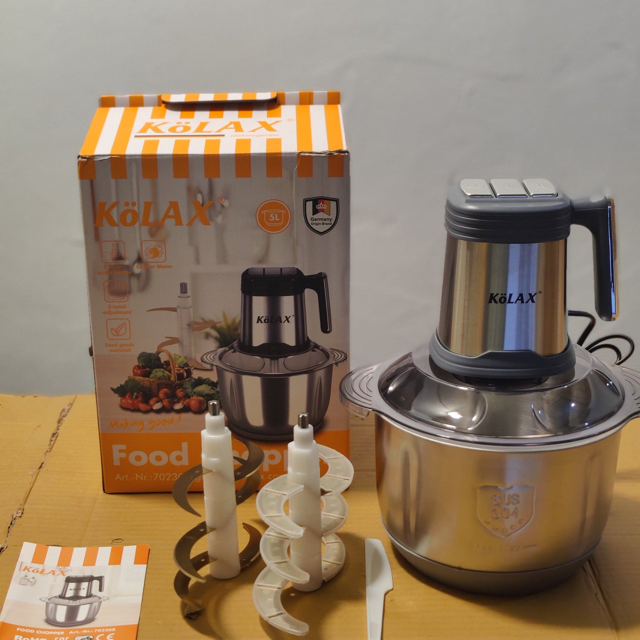 Imported Kolax Electric Meat Chopper 5L With 6Blades 3 Speeds Level