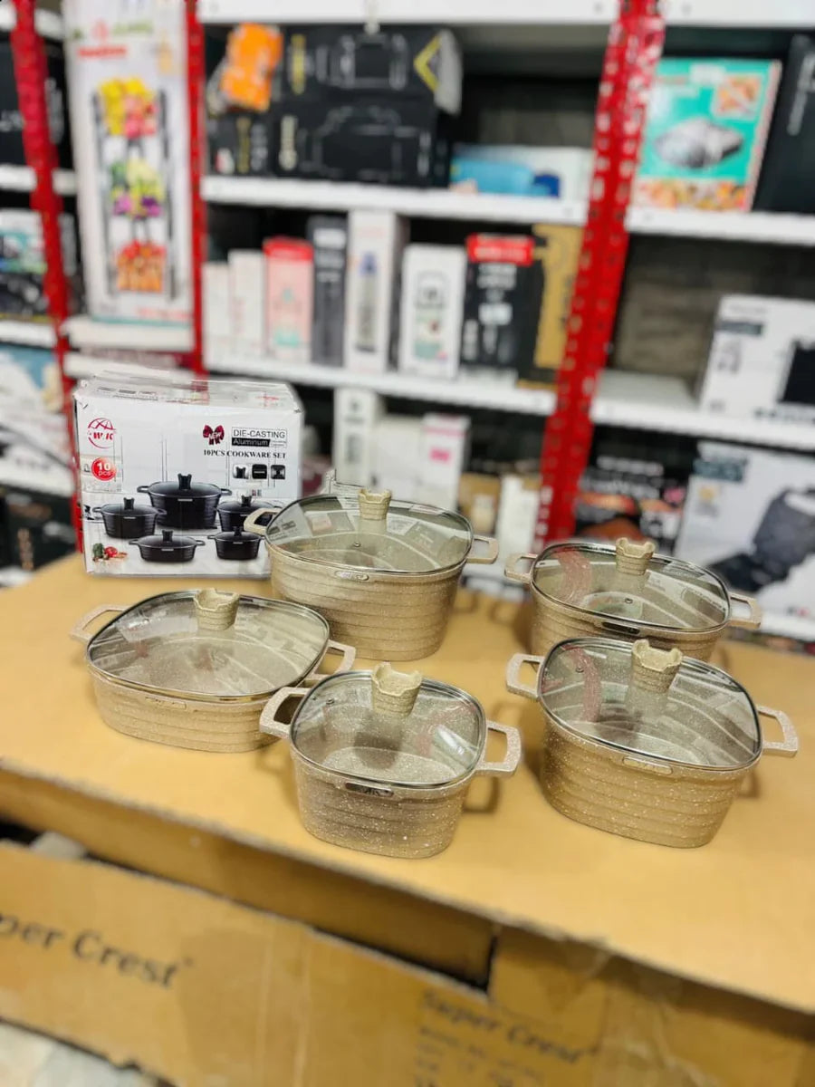 Lot Imported 10pcs Die Casting Aluminium Cookware Set